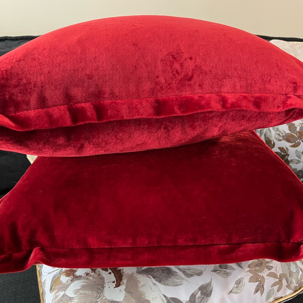 Red Velvet Throw Pillows,goose down - Picture 3 of 5